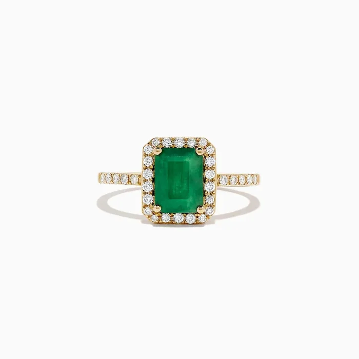 Brasilica 14K Yellow Gold Emerald and Diamond Ring, 1.69 TCW