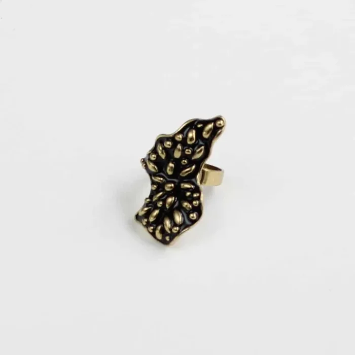 Brass Geometric Statement Ring