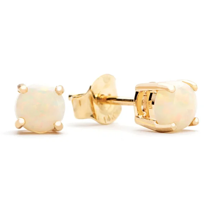 Bremer Jewelry Cabochon Opals Solitaire/Stud Earrings in 14K Yellow Gold (0.67ctw)