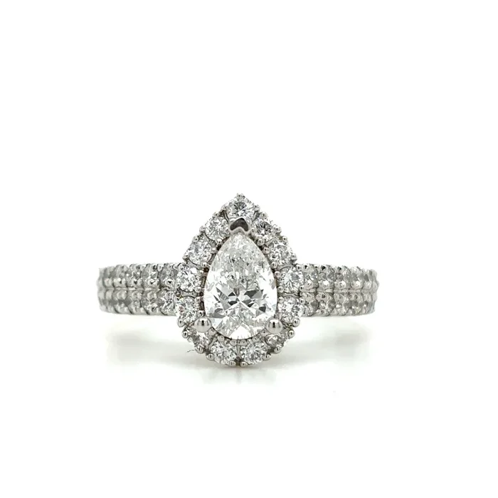 Bremer Jewelry Pear Center Halo Diamond Engagement Ring in 14K White Gold (2.25ctw)