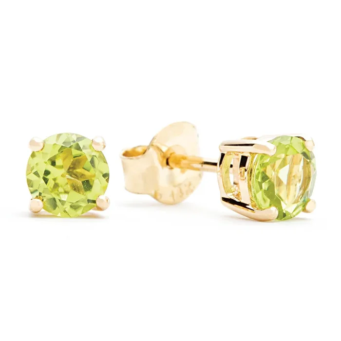 Bremer Jewelry Round Shape Peridot Stud Earrings in 14K Yellow Gold (1.13ctw)