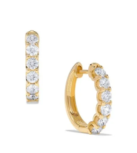 Bremer Jewelry Round Small Hoop Diamond Earrings in 14K Yellow Gold (xxxctw)