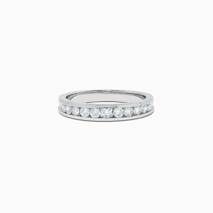 Bridal 14K White Gold Channel Set Diamond Band, 0.49 TCW