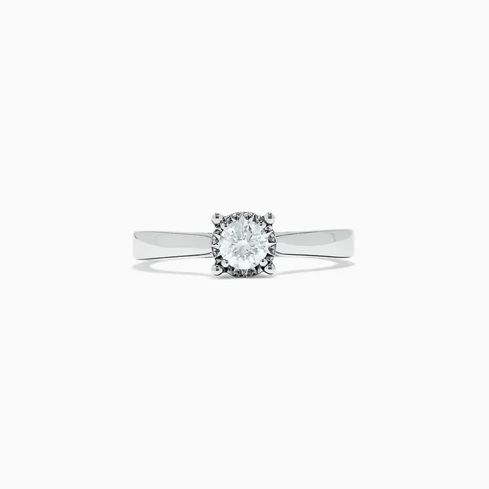 Bridal 14K White Gold Diamond Ring, 0.53 TCW