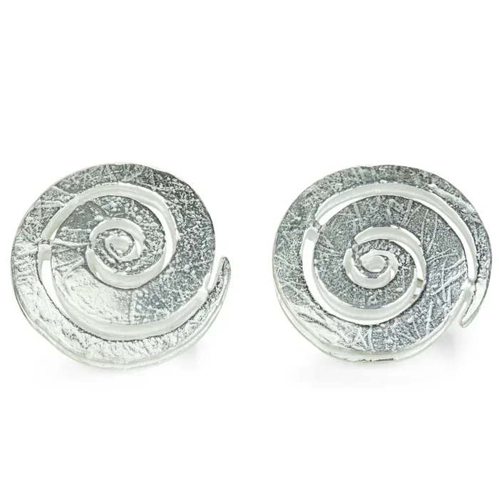 Bright Silver Double Spiral Earrings