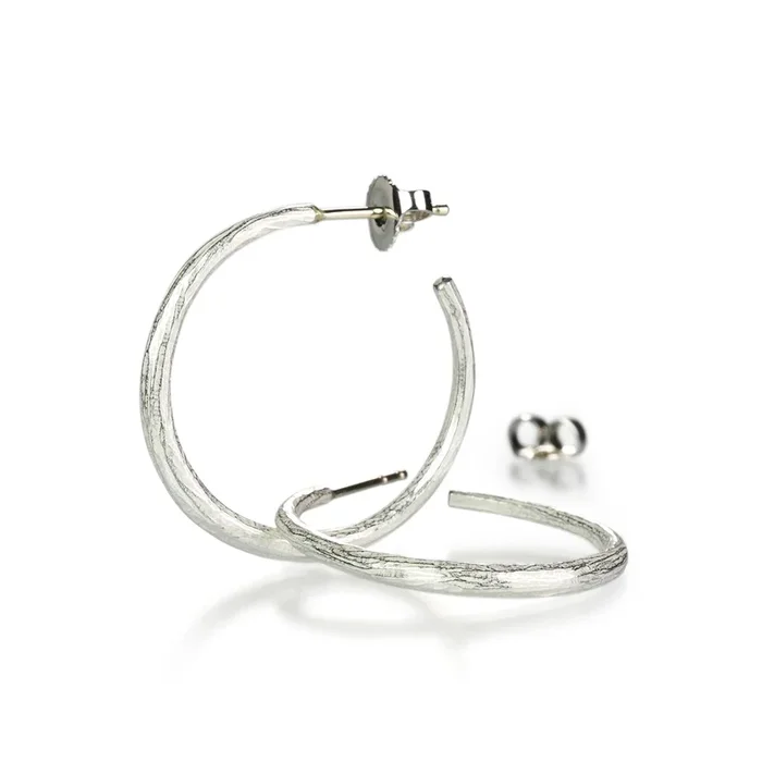 Bright Sterling Silver 1″ Hoops