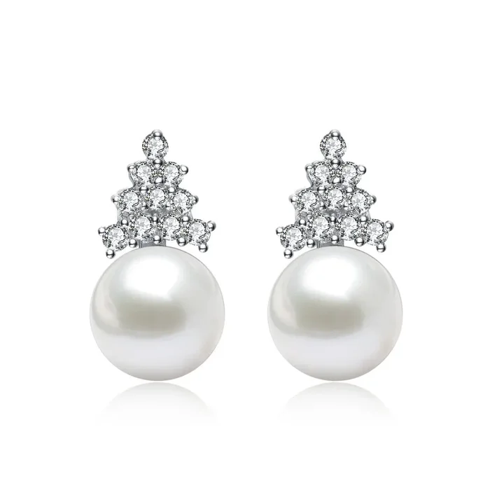 Brigitte Déco Rhodium Plated Pearl Earrings