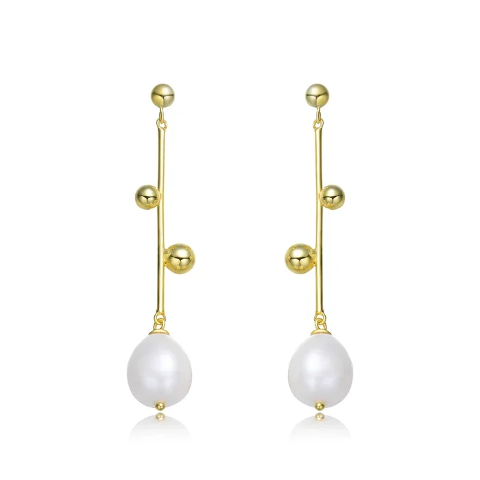 Brigitte Freshwater Snowflake Pearl Dangling Earrings