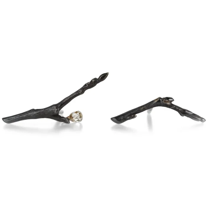 Bronze Branch Studs with Diamond Drop