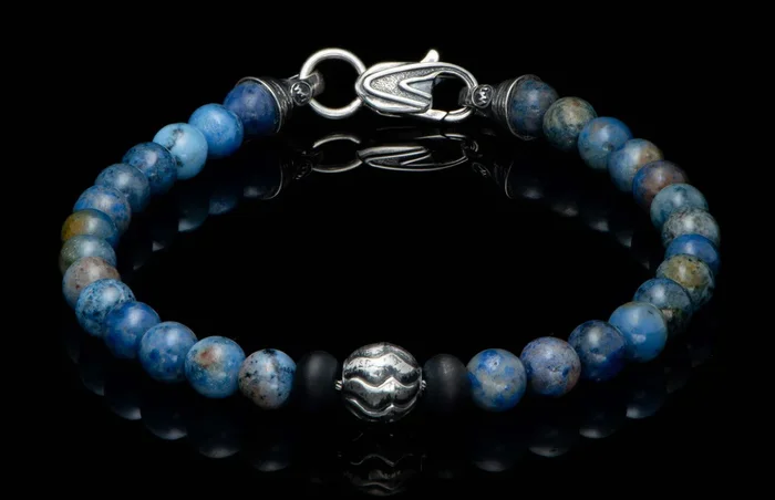 Brookings – Dumortierite Beaded bracelet with Sterling silver and dumortierite