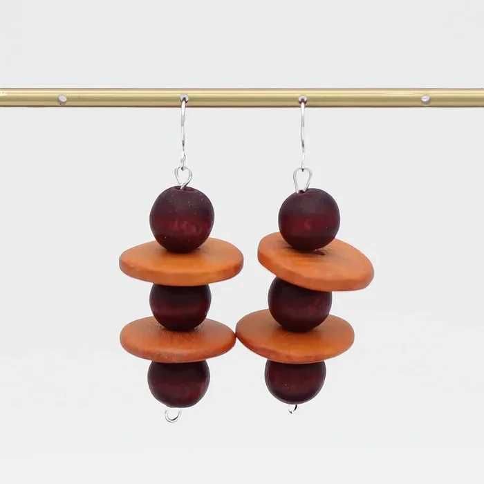 Brown and Orange Contemporary Earring