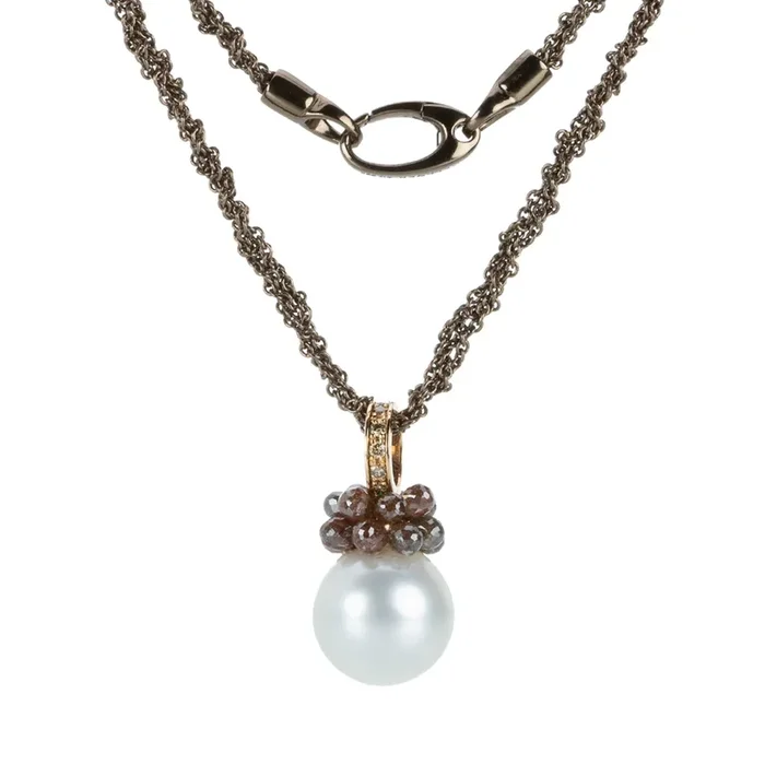 Brown Diamond and White South Sea Pearl Necklace