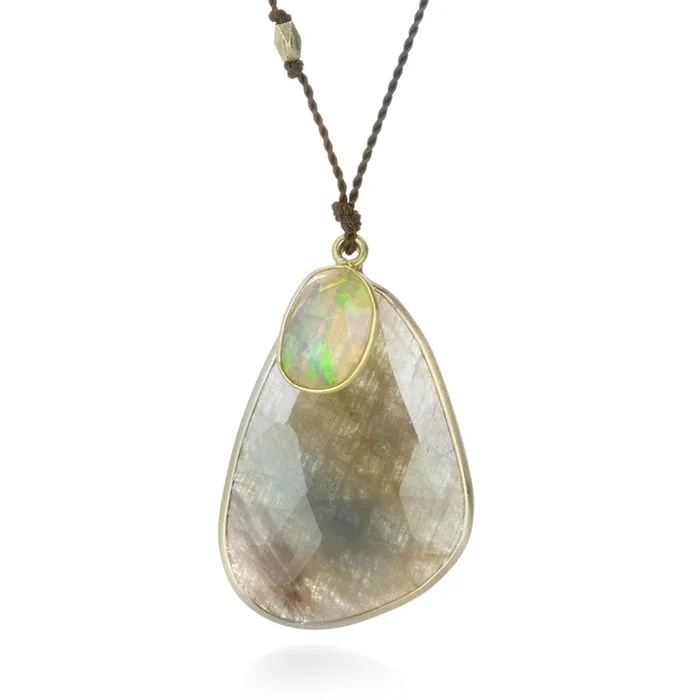 Brown Sapphire and Opal Necklace