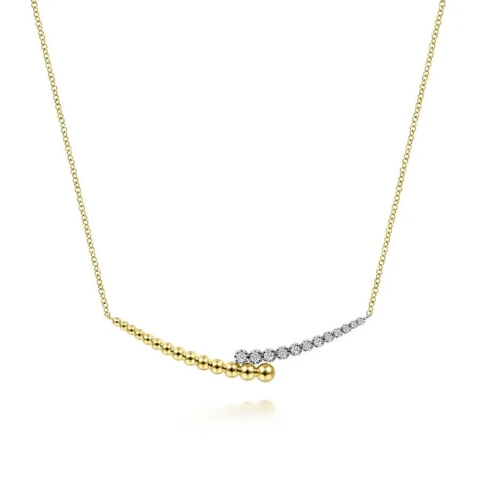 Bujukan Bead Diamond Curved Bar Necklace