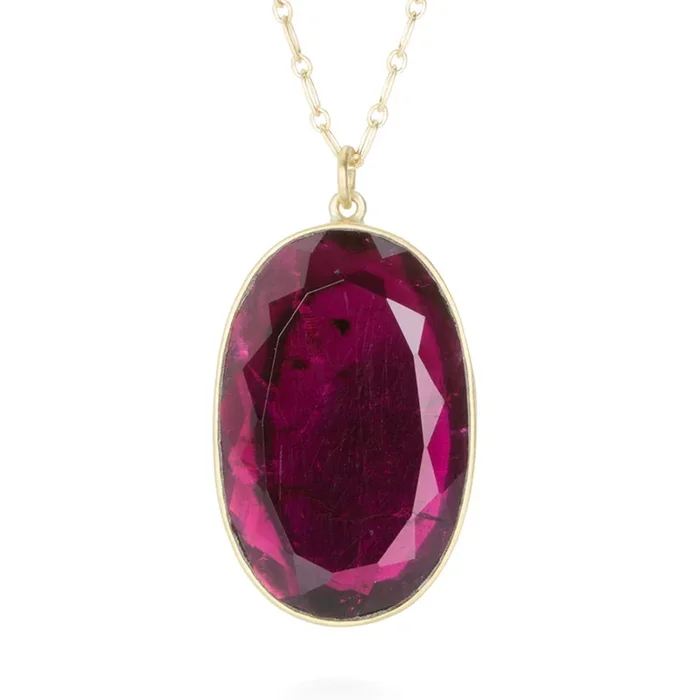 Burgundy Tourmaline Pendant Necklace