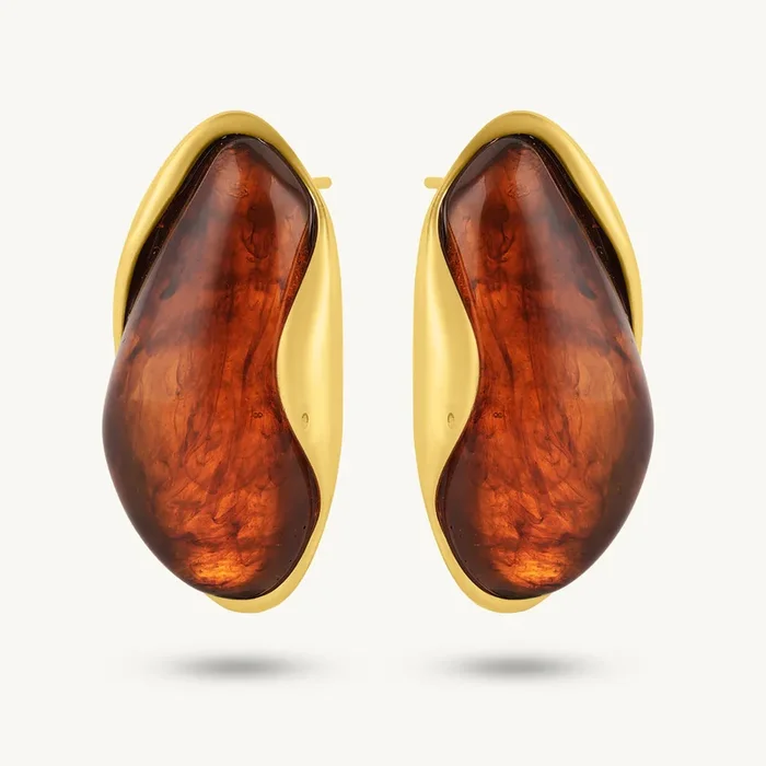 Burnt Amber Orange Studs
