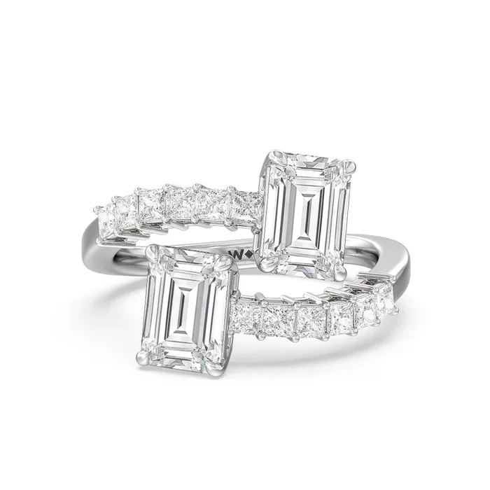Bypass Studded Toi et Moi Engagement Ring