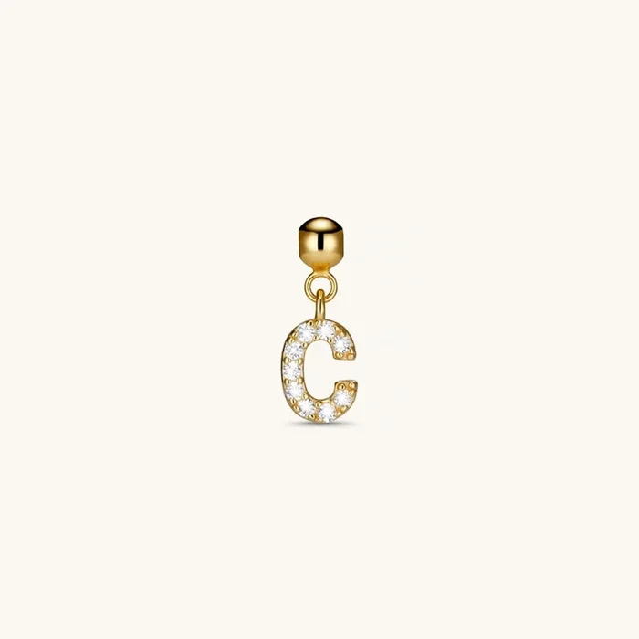 C Diamond Initial Charm Gold