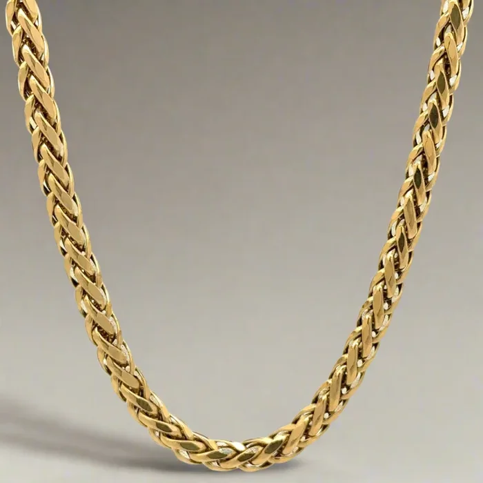 Cadena Franco unisex redonda de oro amarillo de 10 quilates, 4,6 mm y 24,5 pulgadas