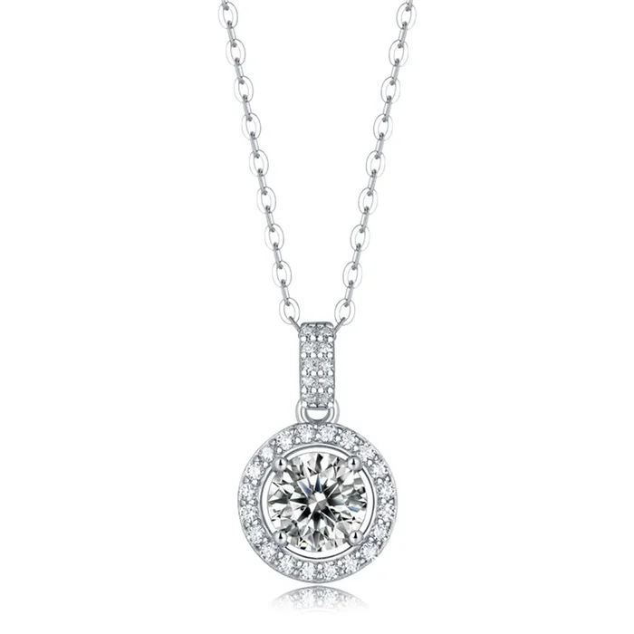 Camille Halo Cluster Drop Pendant Necklace