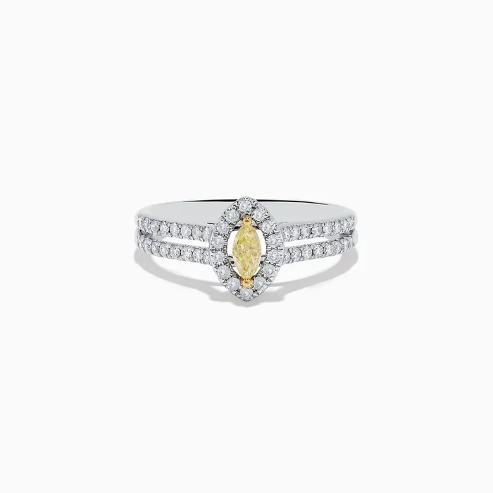 Canare 18K Two-Tone Gold Marquise Shaped Yellow Diamond Ring