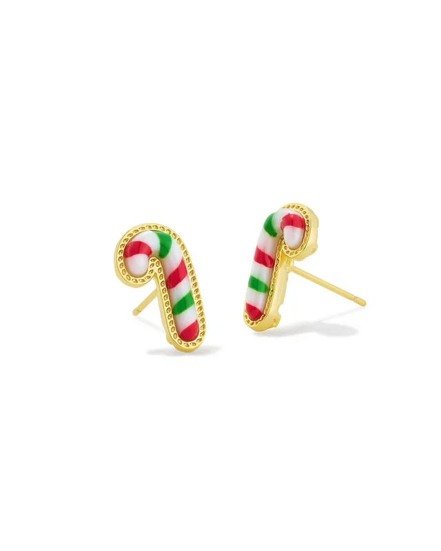 Candy Cane Stud Earrings in Red & Green Mix