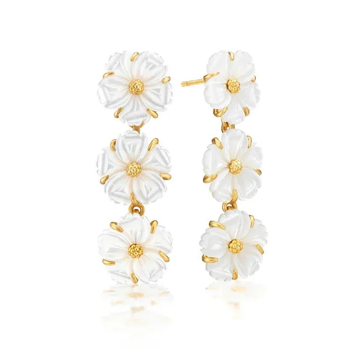 Capucine De Wulf Mermaid Garden Petite Linear Earrings – Mother of Pearl