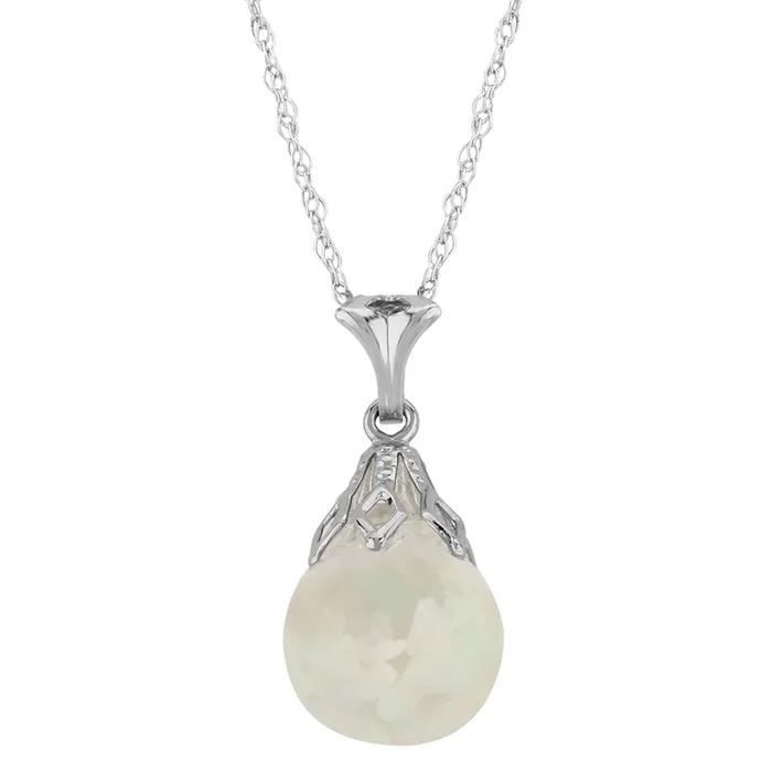 Carla 14K White Gold Opal Necklace
