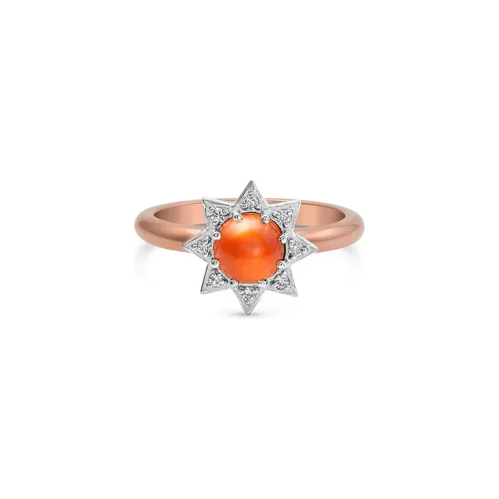 Carnelian Diamond Starburst Ring