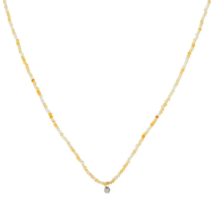 Carnelian Necklace with Brown Diamond Briolette