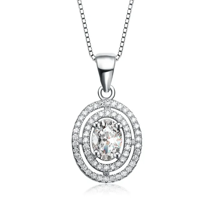 Caroline Silver Oval Shape Pendant