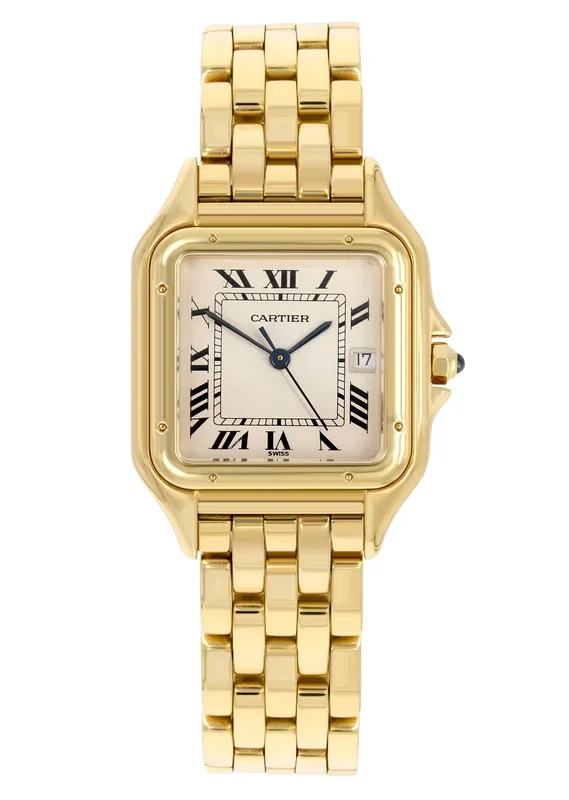 CARTIER PANTHERE WATCH IN 18K GOLD | WHITE DIAL | 27 MM