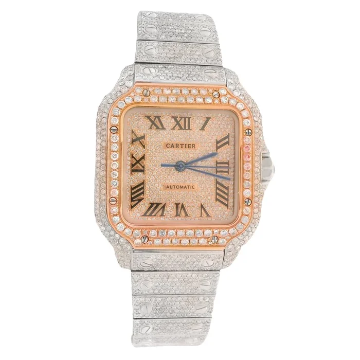 Cartier Santos 36MM ICED OUT ? VS Diamonds Two Tone For Men JTJ™