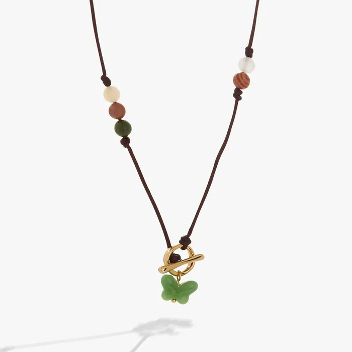Carved Butterfly Healing Stone Toggle Necklace