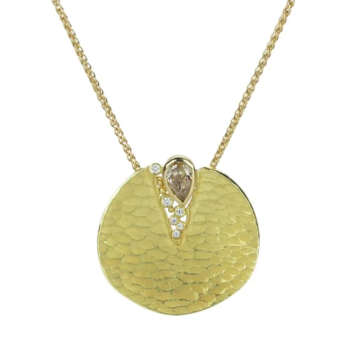 Carved Glacier Disc Pendant Necklace