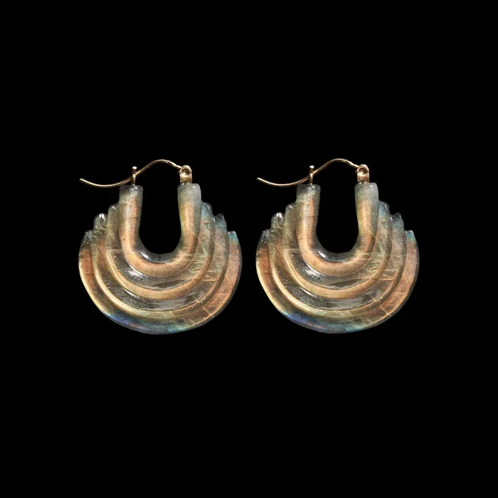 Carved Gong Hoop Earring