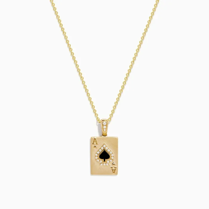 Casino 14K Yellow Gold Diamond Spade Card Pendant
