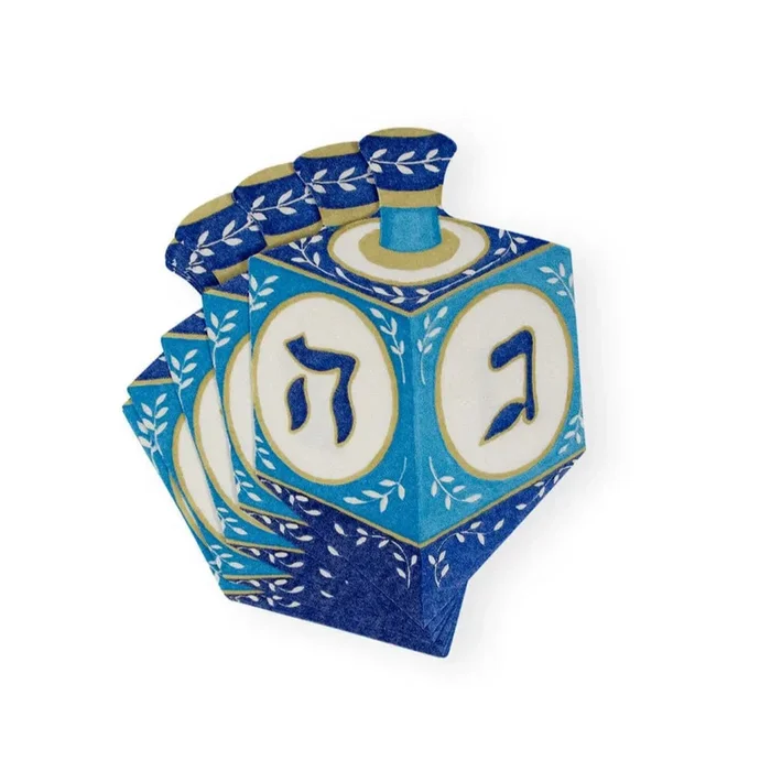 Caspari Dreidel Die-Cut Paper Linen Luncheon Napkins – Package of 15