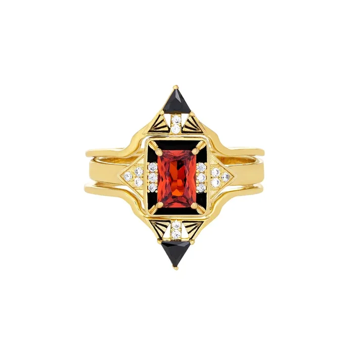 Castle Ring Set – Garnet