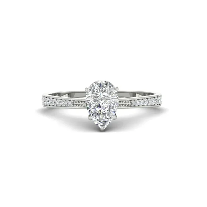 Cathedral Pave Pear Cut Engagement Ring
