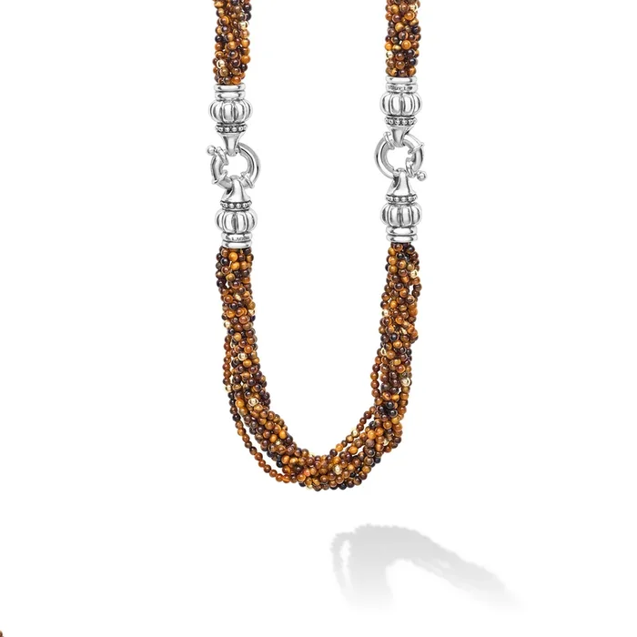 Caviar Icon 18K Gold Tigereye Beaded Necklace