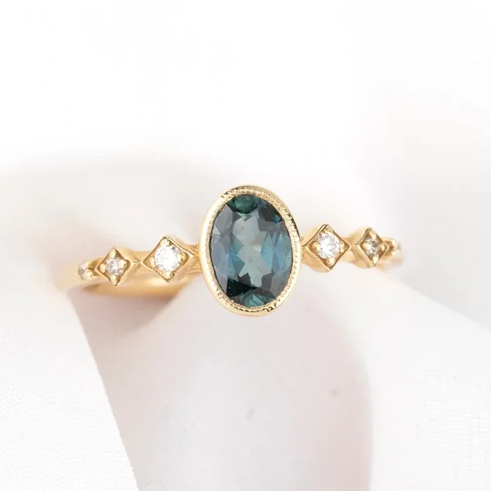Celeste Ring, 0.89ct Teal Blue Queensland Sapphire