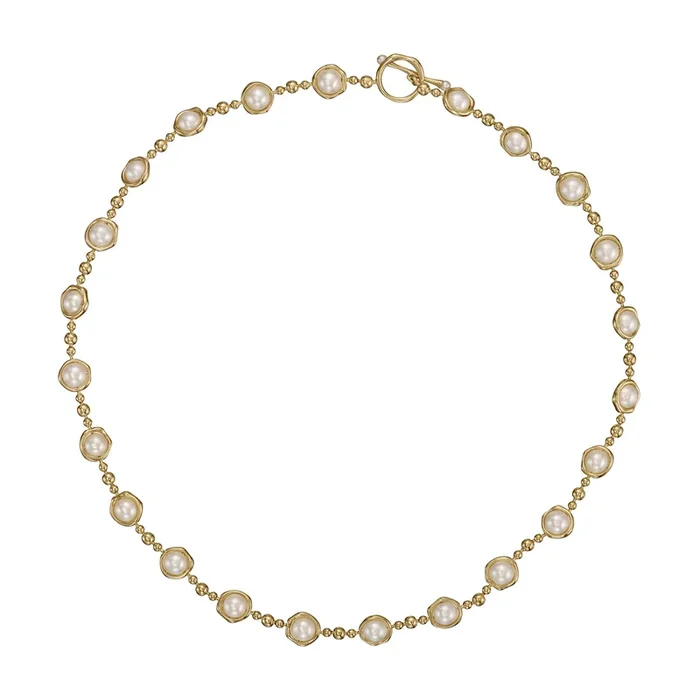 Celestial Pearl & Gold Bead Toggle Necklace