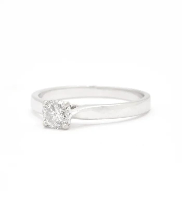 Certified Diamond Ring – Solid White Gold Ring – Diamond Engagement Ring