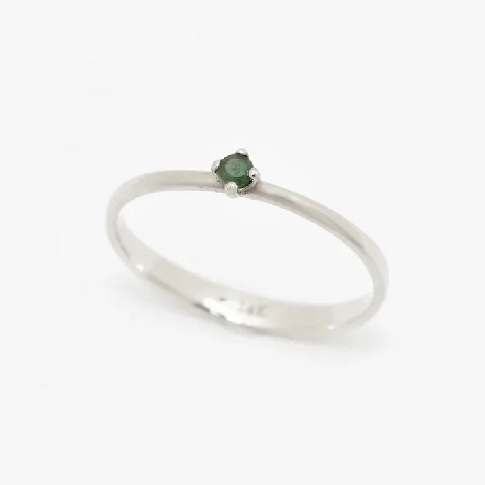 Certified Emerald Ring – Real Gold Engagement Ring – 14k Solid White Gold Ring