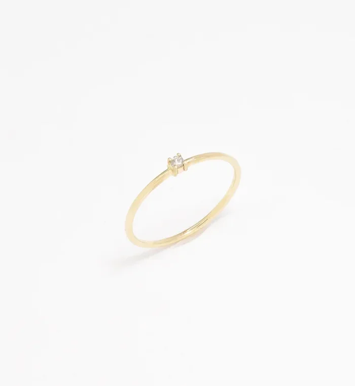 Certified Natural Diamond Ring – Solid 14k Gold Ring – Real Dainty Diamond Ring