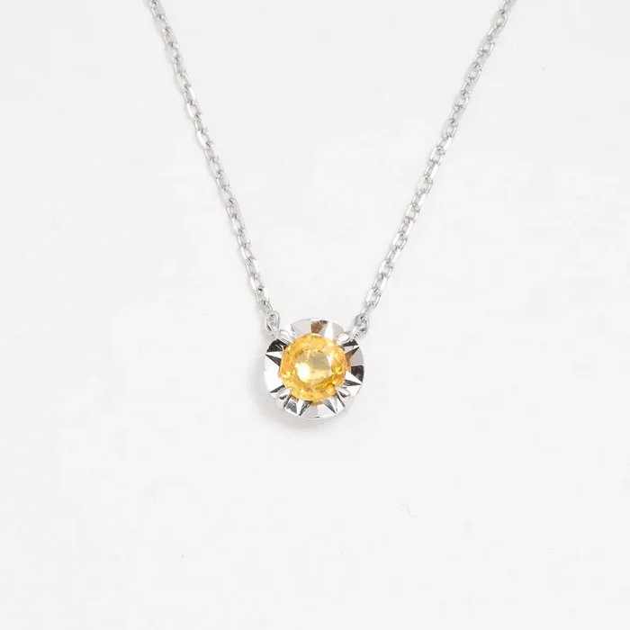 Certified Yellow Sapphire Necklace – Solid 18k Gold – Flower Sapphire Necklace