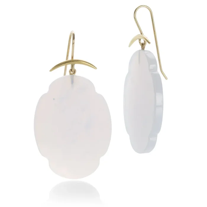 Chalcedony Scallop Earrings
