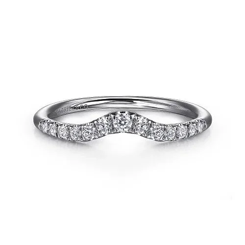 Chambery – Curved 14K White Gold French Pave Diamond Wedding Band – 0.25 ct