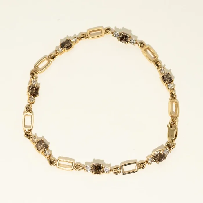 Champagne and White Diamond Bracelet in 14kt Yellow Gold (2 1/2ct tw)